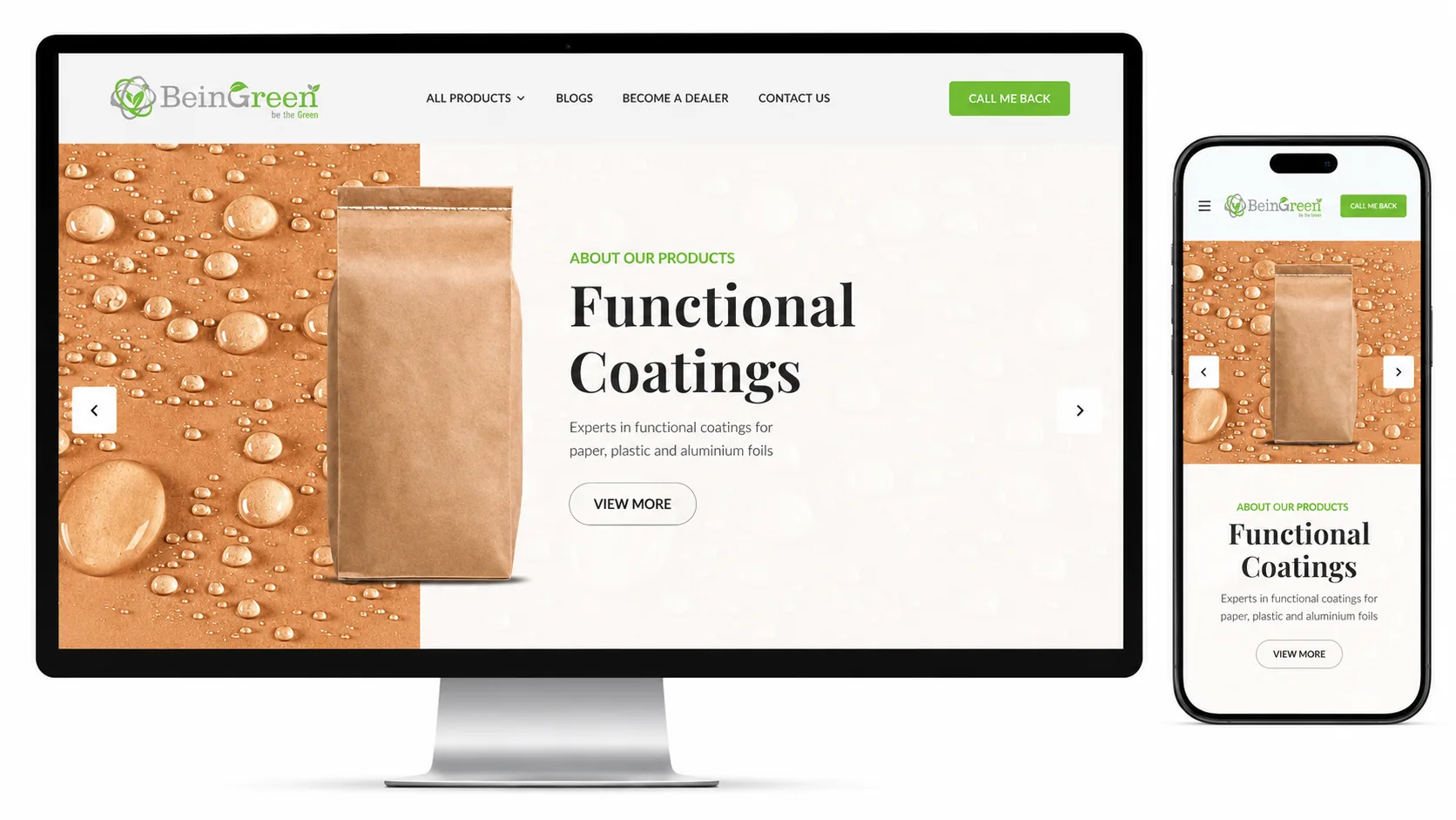 BeinGreen — sustainable industrial chemicals company website