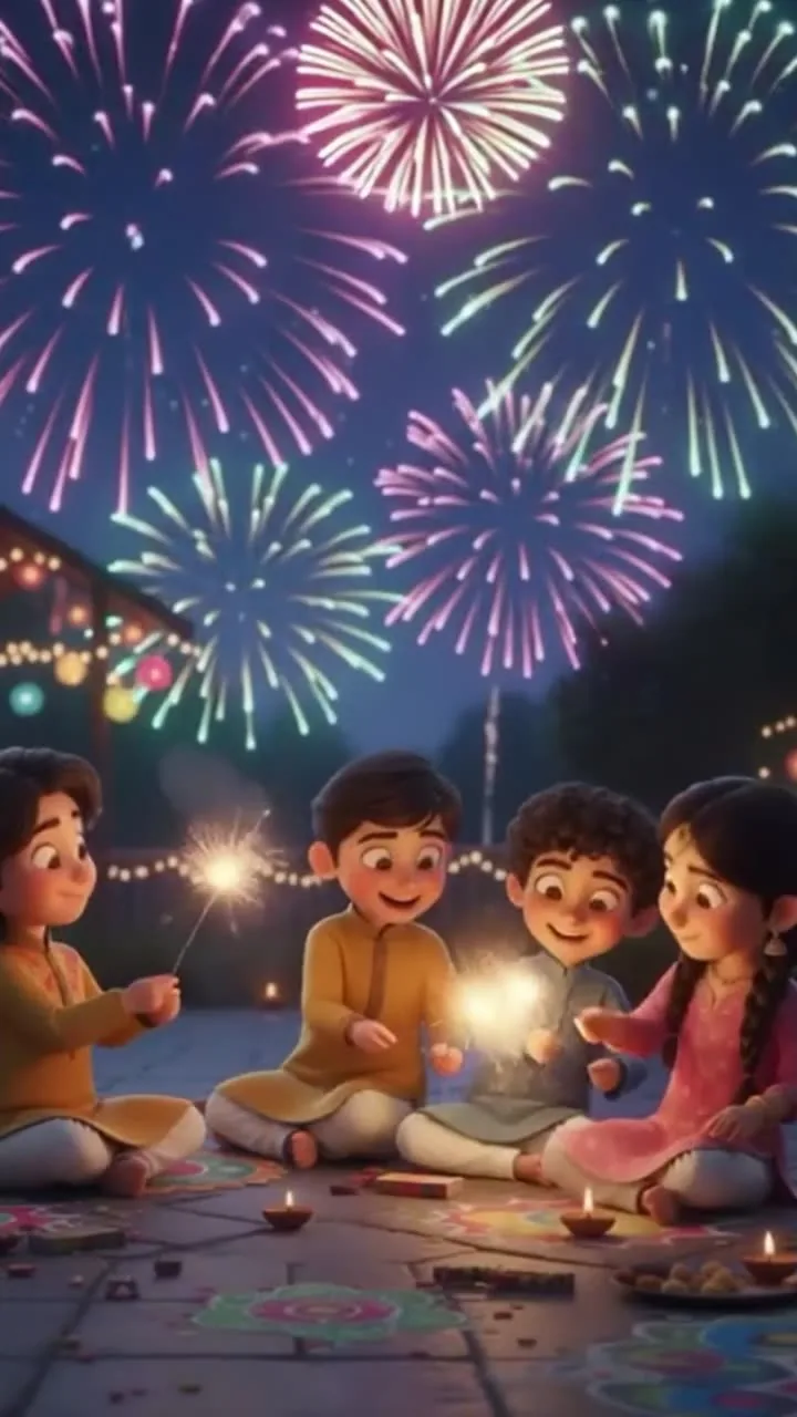 Diwali sparklers with friends