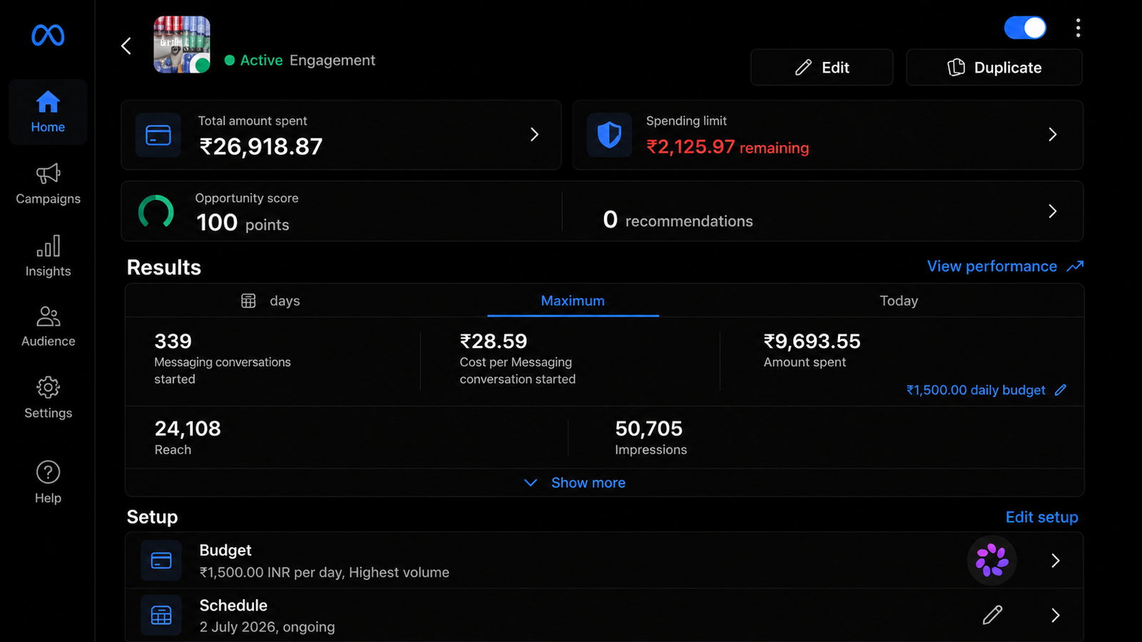 Best Service / E-commerce App Leads — spend and opportunity score
